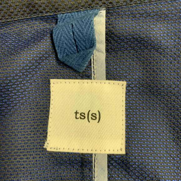 TS (S) Navy Textured Cotton Drawstring Hacking Jacket - Picture 4 of 6